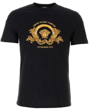 Versace Cotton Logo Crewneck T-Shirt - Black