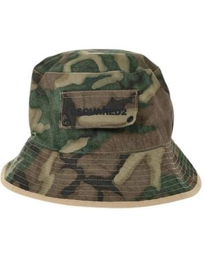 DSquared² Camo Print Logo Bucket Hat - Green