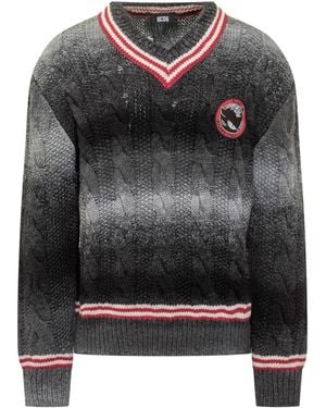 Gcds V Neck Sweaters - Gray