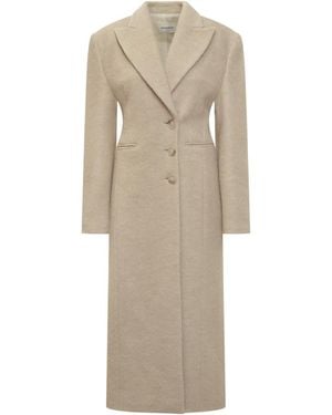 ANDAMANE Off Peaked Lapel Trench Coat - Natural