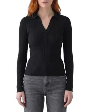 Max Mara Knitted V Neck Polo - Black