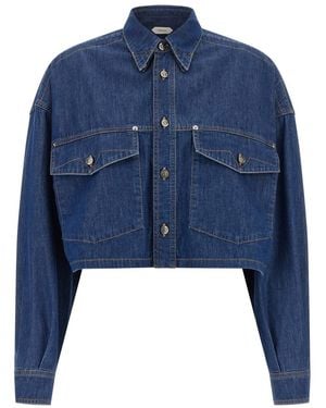 Versace Oversized Cropped Shirt - Blue