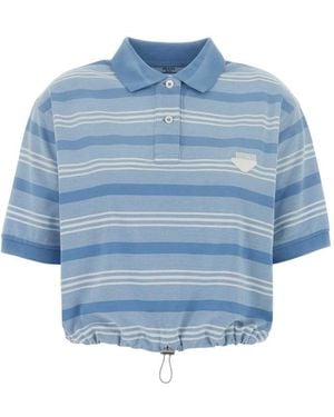 Prada Solid Shirt Collar Polo - Blue