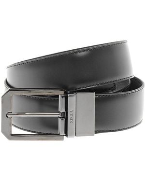 ZEGNA Solid Formal Belt - Gray
