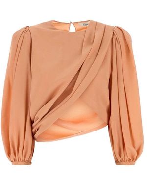 Chloé Draped Cropped Top - White