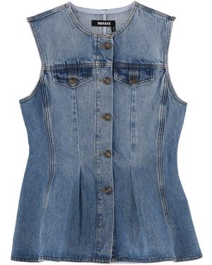 ROTATE BIRGER CHRISTENSEN Solid Round Neck Top - Blue