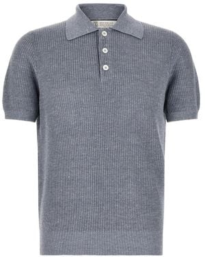 Brunello Cucinelli Shirt Collar Polo - Gray