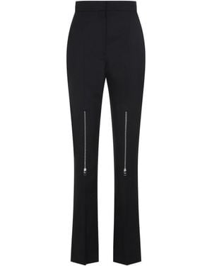 McQueen High-Waisted Wool Straight-Leg Pants - Blue