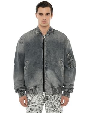 DIESEL Distressed Bomber Jacket - Gray