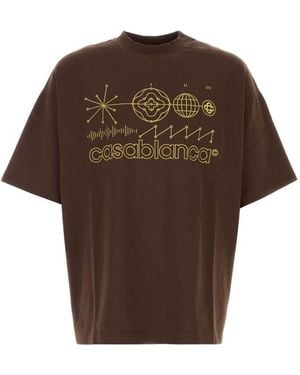 CASABLANCA Crew Neck T-Shirt - Brown
