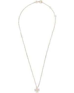 Tory Burch Golden Logo Pendant Necklace - White