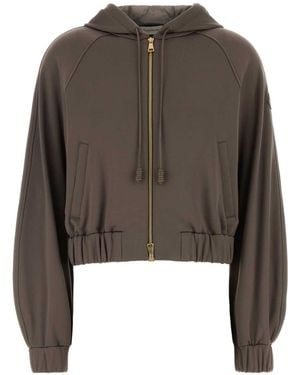 Moncler Solid Hood Sweater - Brown