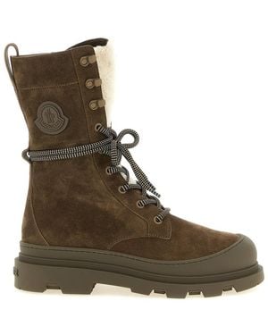 Moncler Logo Boots - Brown