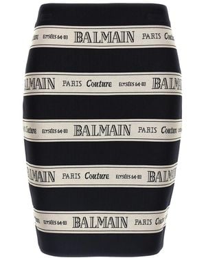 Balmain Striped Jacquard Short Skirt - Black
