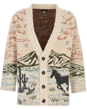 Alanui Ivory Embroidered Wool Blend Cardigan - Natural