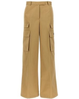 Versace Wide-Leg Cotton Gabardine Cargo Pants - Natural
