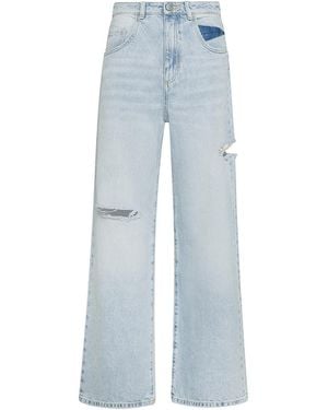 ICON DENIM Denim Wide Leg Ripped Jeans - Blue