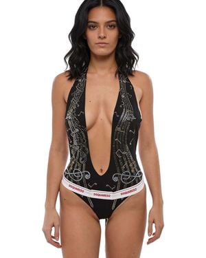 DSquared² Embellished Halter Neck Top - Black