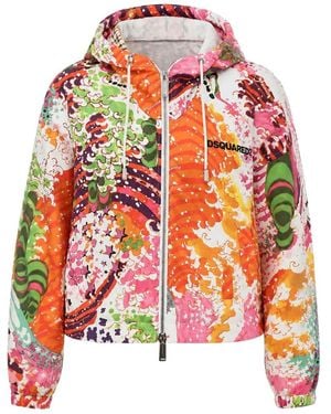 DSquared² Printed Hood Jacket - Red