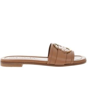 Moncler Leather Sandals - Brown