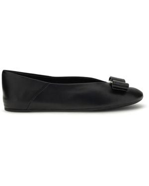 Ferragamo Bow Ballet Flats - Black