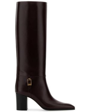 Saint Laurent Leather High Boots - Brown