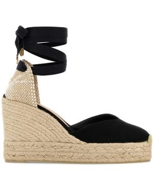 Castañer Lace Up Wedge Espadrilles - Black