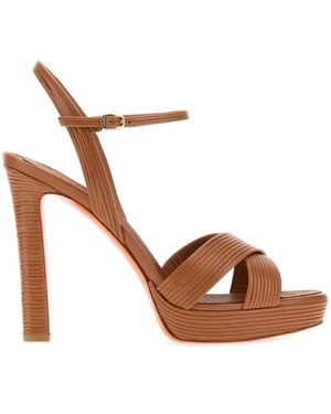 Santoni Solid Open Toe Heels - White