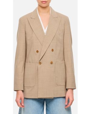Max Mara Double-Breasted Blazer - Natural