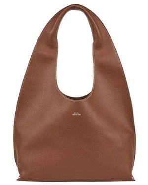 A.P.C. Logo Large Hobo - Brown