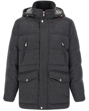 Brunello Cucinelli Solid Hooded Jacket - Gray