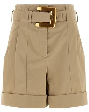 Balmain 'Anthem' Buckle Shorts - Natural