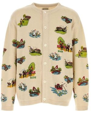 Bode Crew Neck Cardigan - Natural
