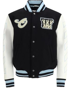 Off-White c/o Virgil Abloh Logo Varsity Jacket - Black