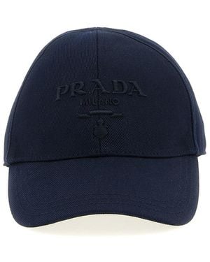 Prada Logo Embroidery Baseball Hat - Blue
