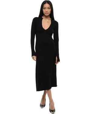 Jil Sander V Neck Midi Dress - Black