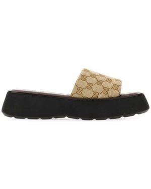 Gucci Logo Sandals - Natural