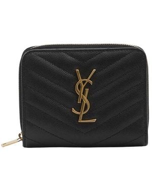 Saint Laurent Cassandre Logo Wallet - Black