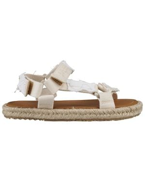 Maison Margiela Velcro Canvas Logo Sandals - White