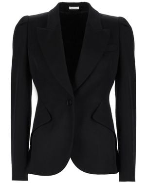 McQueen Solid Shawl Lapel Jacket - Black