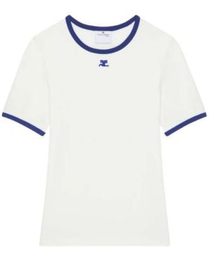 Courreges Crew Neck Logo T-Shirt - White