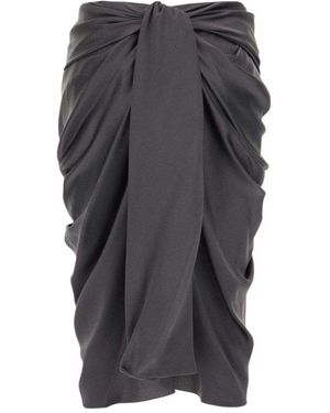 Chloé Silk Draped Midi Skirt - Grey