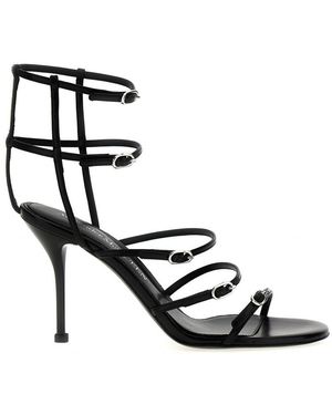 McQueen Strap Leather Heels - Black