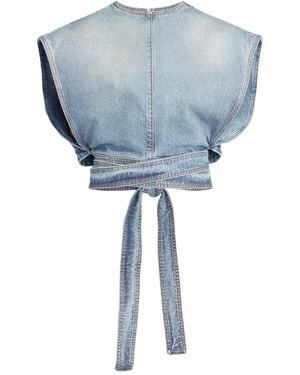 Alaïa Denim Belted Top - Blue