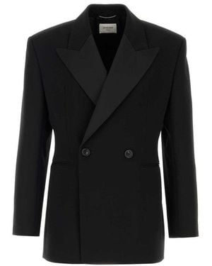 Saint Laurent Peaked Lapel Blazer - Black