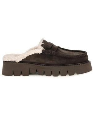 Pedro Garcia Savy Shearling Mules Velour - Brown