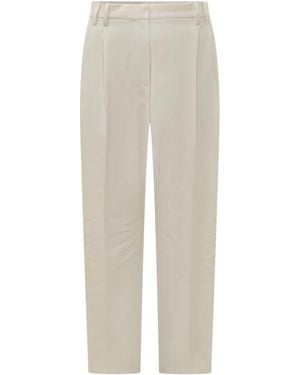 Brunello Cucinelli Straight Flat Front Pants - White