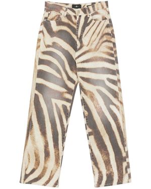 7 For All Mankind Straight High Rise Jeans - Natural