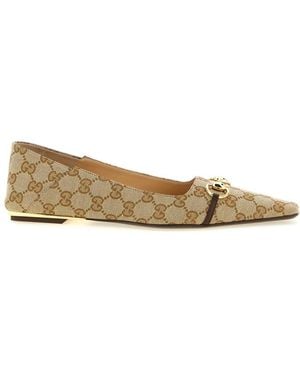Gucci Logo Ballet Flats - Natural