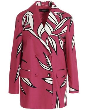 Rochas Fuchsia Floral Print Blazer Jacket - Red